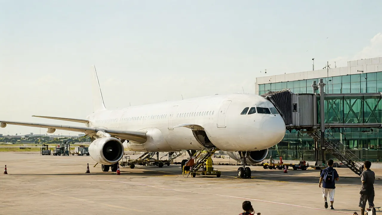 인천공항 출발 안내판 앞에서 탑승권을 확인하는 가족